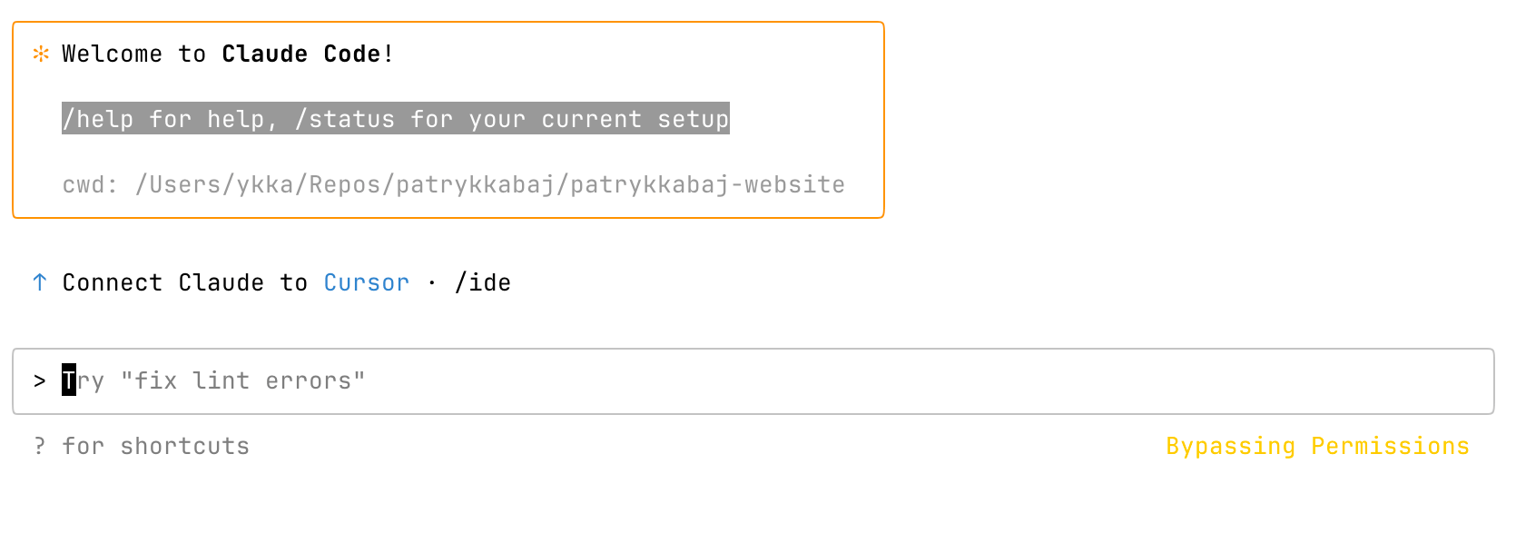 Claude Code running in terminal