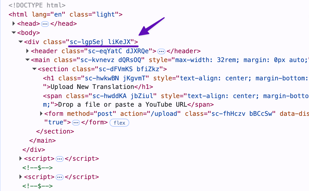 styled components classes don't use display names by default.